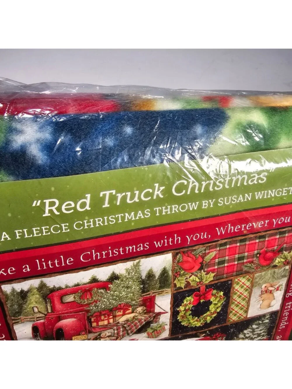 Red Truck Christmas Fleece Throw Blanket By Susan Winget NEW 52x64